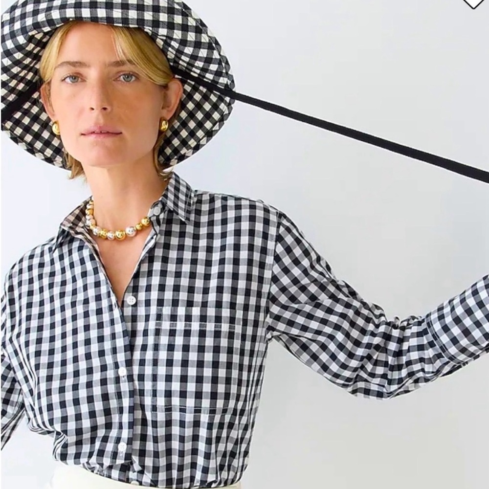 J. Crew Garçon Shirt in Gingham Cotton Poplin Size 12